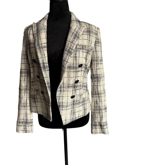 L'AGENCE Black and White Tweed Blazer with Tailored Design size XS - Picture 5 of 8